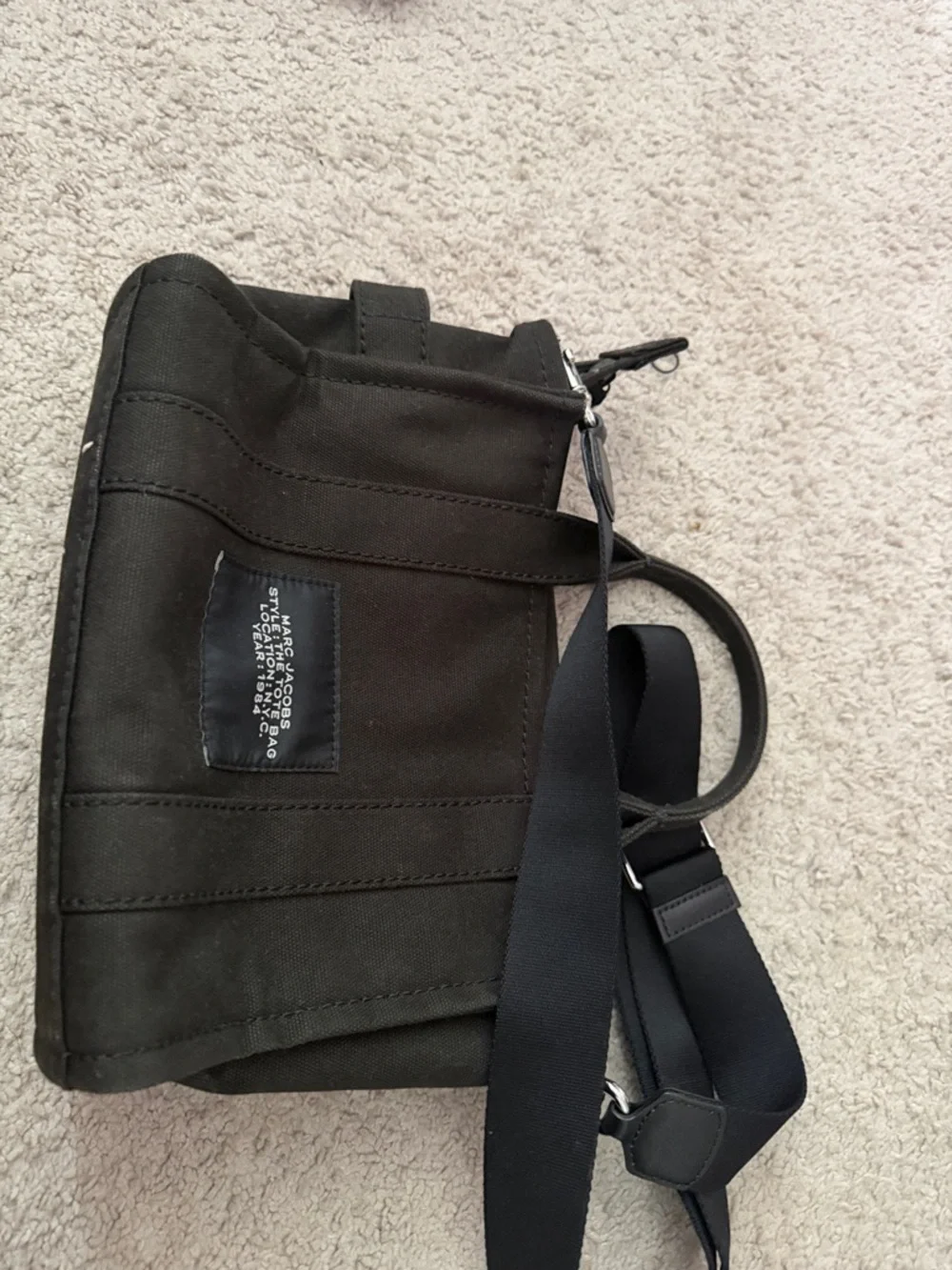 Marc Jacobs Black Canvas 'The Tote Bag' Logo Tote
